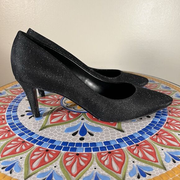VANELi Womens Size 6.5 Narrow Black Glitter Dress Party Heels Pumps Shoes - Picture 3 of 9